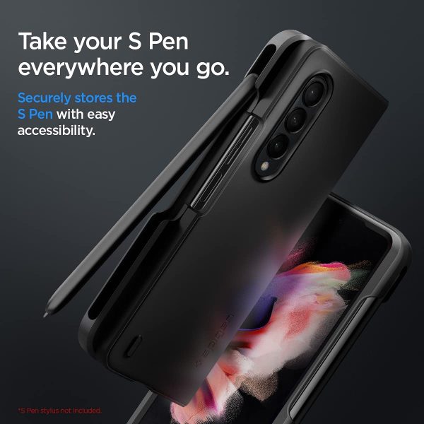 Galaxy Z Fold 3 Thin Fit P Case with S Pen Holder by Spigen - ACS03688 - Matte Black - Image 6