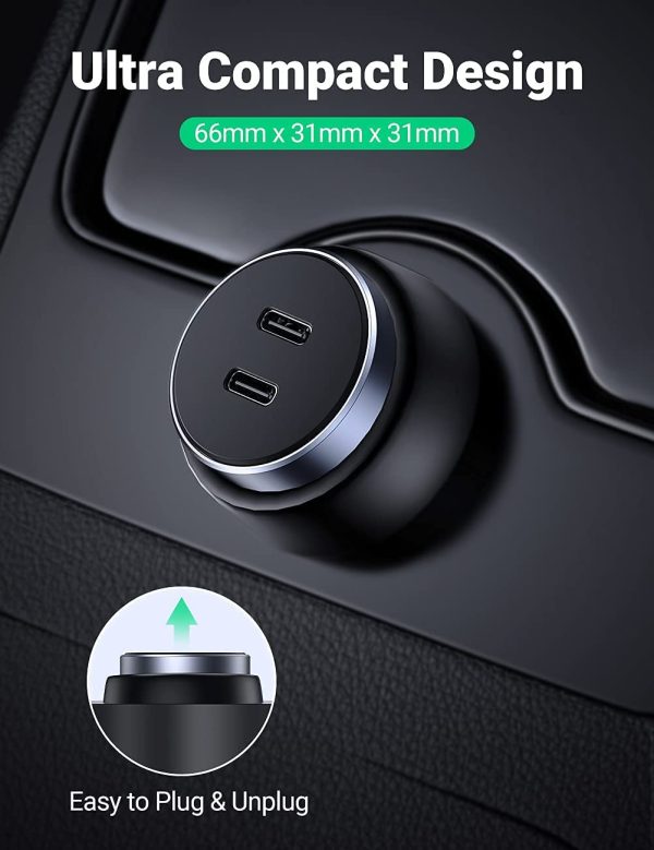 61t1Tvy9wmL._AC_SL1300_ UGREEN Car Charger 40W Car Charger Adapter Fast Charging 40W PD 3.0 Metal Dual USB C Car Charger Adapter - 70594 - Image 4
