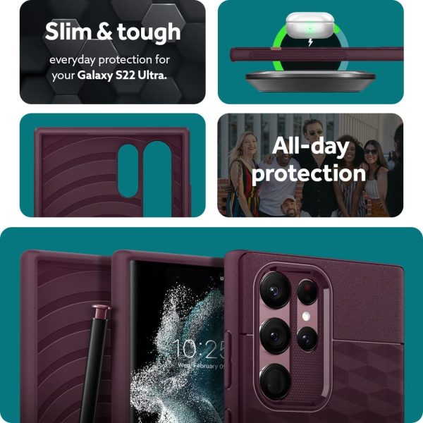 Galaxy S22 Ultra Parallax Protective Case by Caseology - Burgundy - ACS03941 - Image 5
