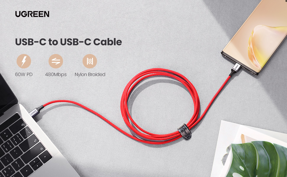 UGREEN USB C to USB c Cable 2.0 60W 3A PD For Macbook Air Braided