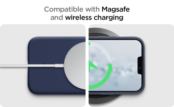 iPhone 13 Pro Max NanoPop Mag Dual tone Liquid Silicone Case by Caseology Magsafe Enabled - Blueberry Navy - ACS03909 - Image 5