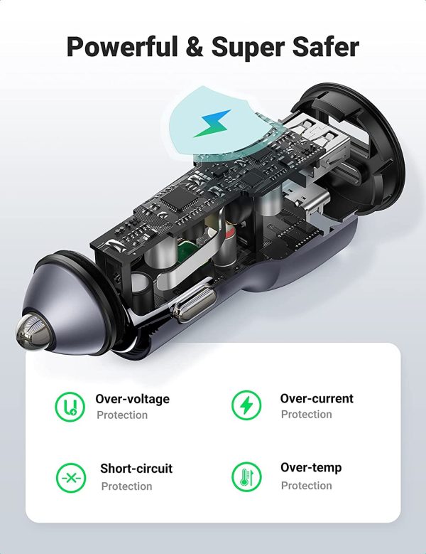 710EnWv6ppL._AC_SL1500_ UGREEN 42.5W Dual Port Car Charger - 60980 - Black - BIS - Image 6