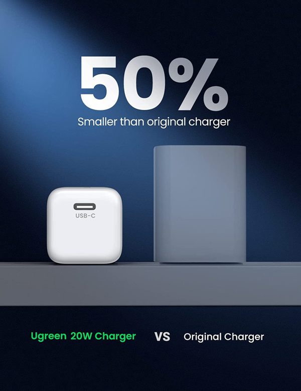UGREEN Mini 20W USB C Charger - PD Fast Charger Block USB-C Power Adapter Compatible with iPhone 13/13 Mini/13 Pro/13 Pro Max & iPhone 12 Series - White - 10219 - Image 5