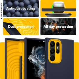 Galaxy S22 Ultra NanoPop Dual tone Liquid Silicone Case by Caseology - Blueberry Navy - ACS03938 - Image 6
