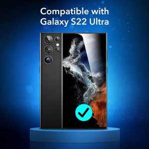Galaxy S22 Ultra Camera Lens Protector , Scratch-Resistant Ultra-Thin Tempered Glass with Aluminum Edge - Set of 5 - Black - Image 6