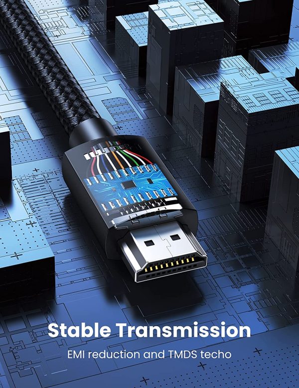 UGREEN 4K HDMI Cable High Speed HDMI Cord Nylon Braided 18Gbps with Ethernet Support 4K 60HZ HDR ARC Compatible - 40106 - 20m - 60 feet - Image 6