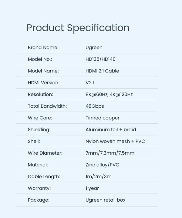 UGREEN 8K HDMI 2.1 Certified Cable 48Gbps Ultra High Speed 4K 120Hz HDMI Cable Durable Nylon Braided HDMI Cord Support Dynamic HDR eARC Compatible - 15 feet - 5 meter - 50562 - Image 4