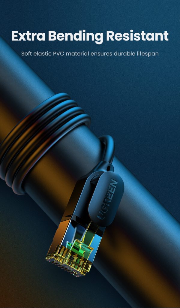 Ugreen Cat 7 Shielded Round Fine Cable Modular Plugs 3m - Black - 9.8 feet - 80418 - Image 7