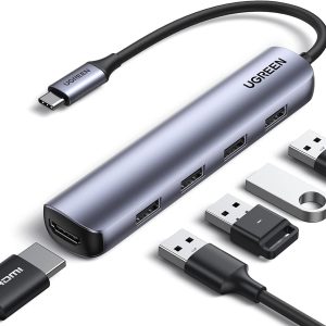 UGREEN USB C Hub 5 in 1 HDMI Aadapter with 4 USB 3.0 Ports,Thunderbolt Hub - 20197 - Silver