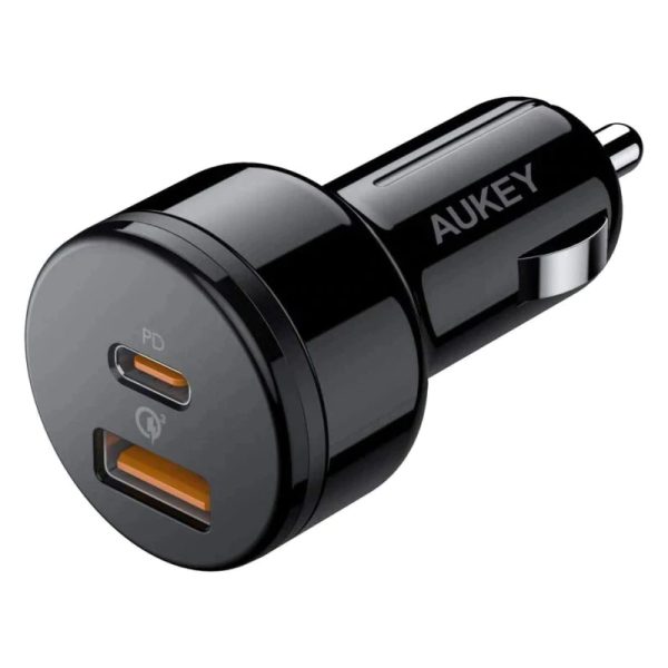 aukey-cc-y15-car-charger Aukey 36W USB-C car charger - CC-Y15 - Black - Image 1