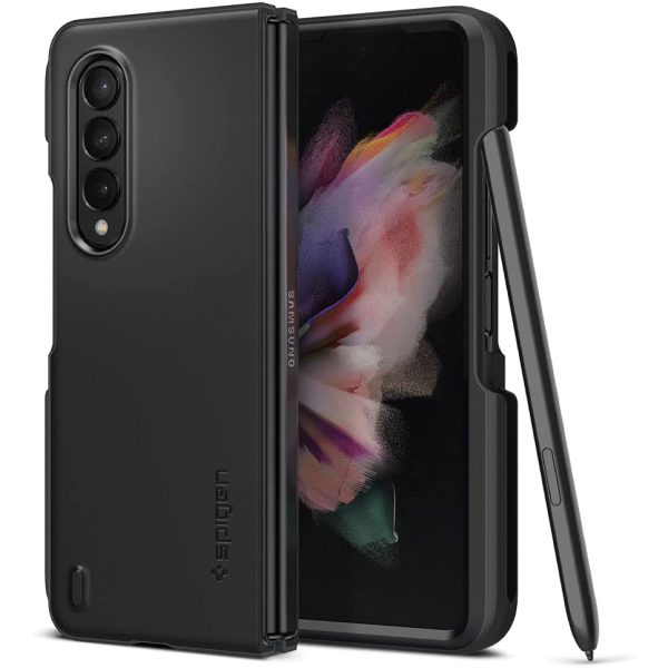 galaxy-fold-3-thin-fit-p-matte-black Galaxy Z Fold 3 Thin Fit P Case with S Pen Holder by Spigen - ACS03688 - Matte Black - Image 1
