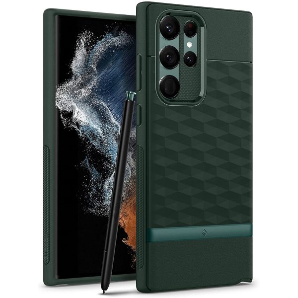 Galaxy S22 Ultra Parallax Protective Case by Caseology - Midnight Green - ACS03942 - Image 1