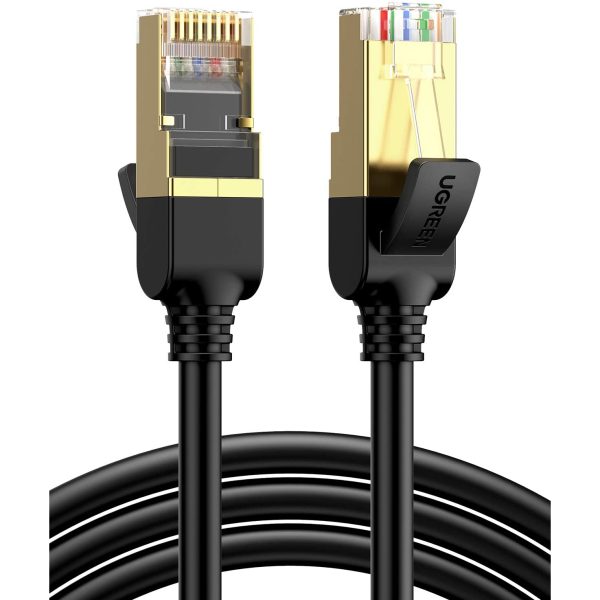 ugreen-cat7-cable Ugreen Cat 7 Ultra Durable High Performance Shielded Ethernet Networking Cord Patch Cable 10Gbps 600Mhz S/STP Molded Network Lan Cable Stranded Copper - Black - 9.8 feet - 11270 - Image 1