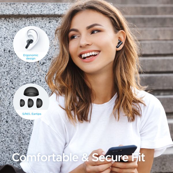 SoundPEATS Mac 2 True Wireless Earbuds, IPX7 Waterproof Bluetooth Headphones, Sports Earphones with Superior Sound, 60 Hrs Playtime, Touch Control, USB-C Charge - Black - AMT - Image 8