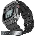 Apple Watch Band & Case amBand Moving Fortress Classic Stainless Steel Bumper with TPU Military Strap for Apple Watch Series 6/SE/5/4 44 mm - Comet Black