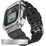 Apple Watch Band & Case amBand Moving Fortress Classic Stainless Steel Bumper with TPU Military Strap for Apple Watch Series 6/SE/5/4 40 mm - Mercury Steel Silver