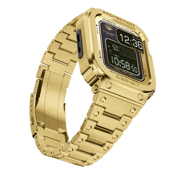 Apple Watch Band & Case amBand Moving Fortress Pro Fully Stainless Steel for Apple Watch Series 7/6/SE/5/4 44 mm / 45 mm - Saturn Gold - Image 2