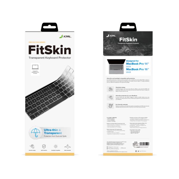 5 MacBook Air 15" M2 / Air 13" M2 / MacBook Pro 14" M3, M2, M1 / MacBook Pro 16" M3, M2, M1 FitSkin TPU Keyboard Protector by JCPAL - US Layout - Clear - JCP2442 - Image 6