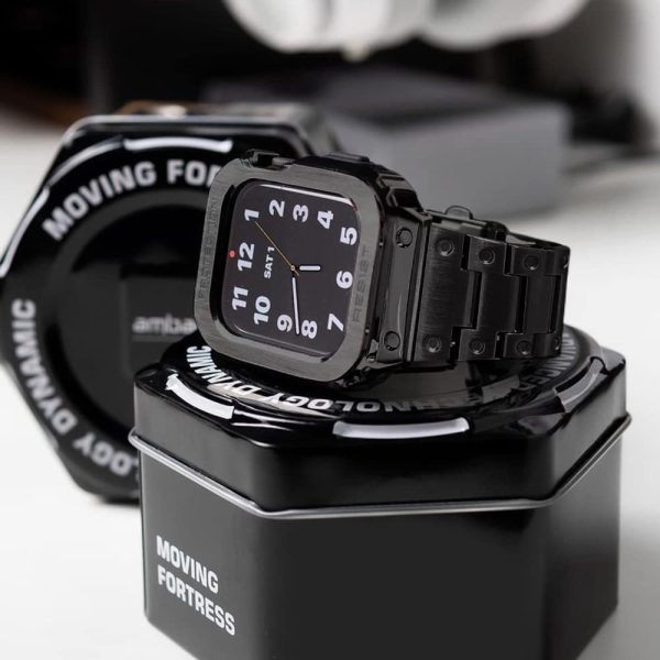 Apple Watch Band & Case amBand Moving Fortress Pro Fully Stainless Steel for Apple Watch Series 7 45 mm - Comet Black - Image 2