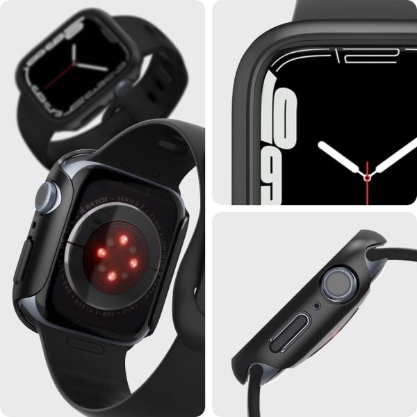 51fVtVDBl8L._AC_SL1000_ Apple Watch Case Spigen Thin Fit Case for 45mm Series 7  - Black - ACS04174 - Image 2