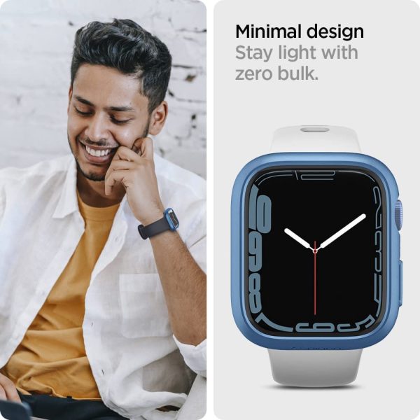 61-0-oMGq4L._AC_SL1000_ Apple Watch Case Spigen Thin Fit Case for 45mm Series 8 / Series 7 - Blue - ACS04176 - Image 5