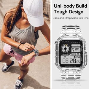 Apple Watch Band & Case amBand Moving Fortress Sport Series Rugged Style for Apple Watch 42 / 44 / 45 mm - Clear - Image 6