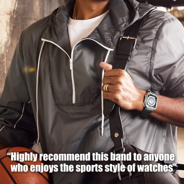 Apple Watch Band & Case amBand Moving Fortress Classic Stainless Steel Bumper with TPU Military Strap for Apple Watch Series 6/SE/5/4 40 mm - Mercury Steel Silver - Image 7