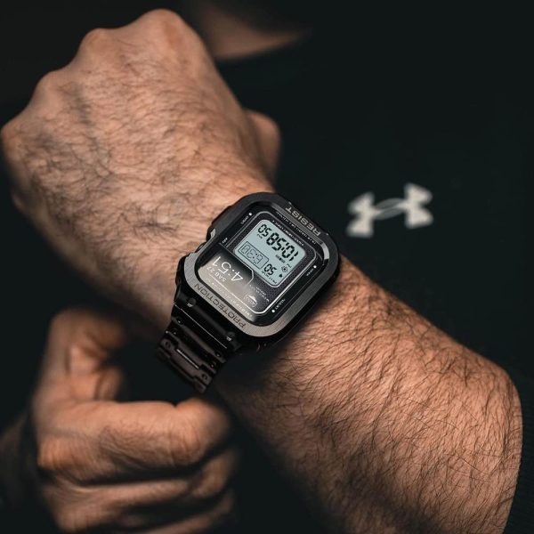 Apple Watch Band & Case amBand Moving Fortress Pro Fully Stainless Steel for Apple Watch Series 7 45 mm - Comet Black - Image 4