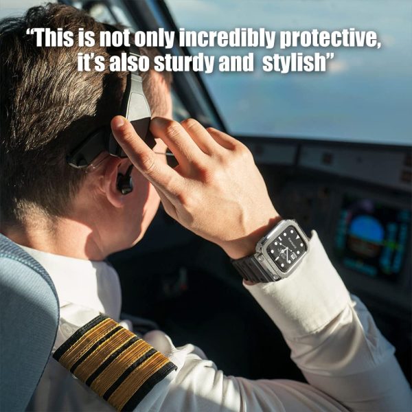 Apple Watch Band & Case amBand Moving Fortress Classic Stainless Steel Bumper with TPU Military Strap for Apple Watch Series 6/SE/5/4 40 mm - Mercury Steel Silver - Image 4