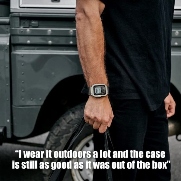 Apple Watch Band & Case amBand Moving Fortress Classic Stainless Steel Bumper with TPU Military Strap for Apple Watch Series 6/SE/5/4 40 mm - Mercury Steel Silver - Image 3