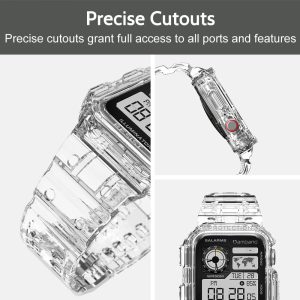 Apple Watch Band & Case amBand Moving Fortress Sport Series Rugged Style for Apple Watch 42 / 44 / 45 mm - Clear - Image 2