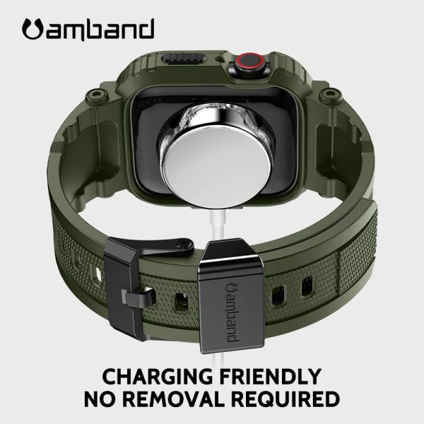 Apple Watch Band & Case amBand M1 Sport Rugged Style for Apple Watch 42 / 44 / 45 mm - Military Green - Image 4
