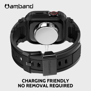 Apple Watch Band & Case amBand M1 Sport Rugged Style for Apple Watch 42 / 44 / 45 mm - Black - Image 3