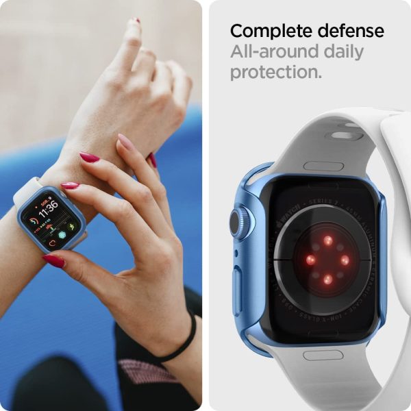 61+f-AjkcNL._AC_SL1000_ Apple Watch Case Spigen Thin Fit Case for 45mm Series 8 / Series 7 - Blue - ACS04176 - Image 4