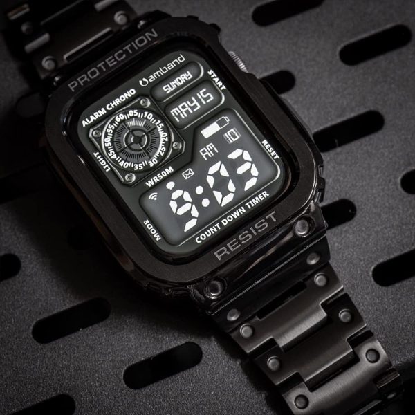 Apple Watch Band & Case amBand Moving Fortress Pro Fully Stainless Steel for Apple Watch Series 7 45 mm - Comet Black - Image 6