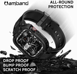Apple Watch Band & Case amBand M1 Sport Rugged Style for Apple Watch 42 / 44 / 45 mm - Black - Image 6