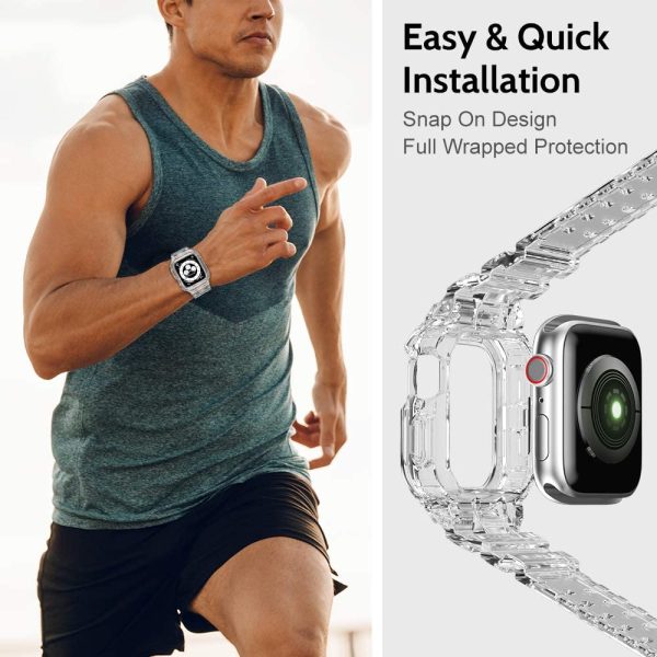 Apple Watch Band & Case amBand Moving Fortress Sport Series Rugged Style for Apple Watch 42 / 44 / 45 mm - Clear - Image 3