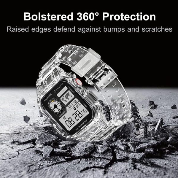 Apple Watch Band & Case amBand Moving Fortress Sport Series Rugged Style for Apple Watch 42 / 44 / 45 mm - Clear - Image 4