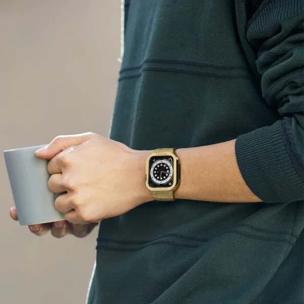 Apple Watch Band & Case amBand Moving Fortress Pro Fully Stainless Steel for Apple Watch Series 7/6/SE/5/4 44 mm / 45 mm - Saturn Gold - Image 5