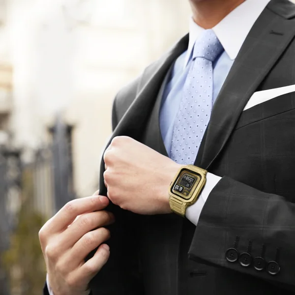 Apple Watch Band & Case amBand Moving Fortress Pro Fully Stainless Steel for Apple Watch Series 7/6/SE/5/4 44 mm / 45 mm - Saturn Gold - Image 7