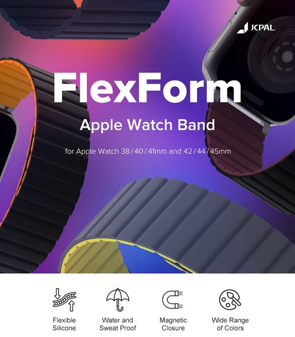 H0046c028841c44a58ac77528bed67d5fV JCPAL FlexForm Magnetic Premium Strap Band for Apple Watch 38 / 40 / 41 mm - Black - JCP6279 - Image 4
