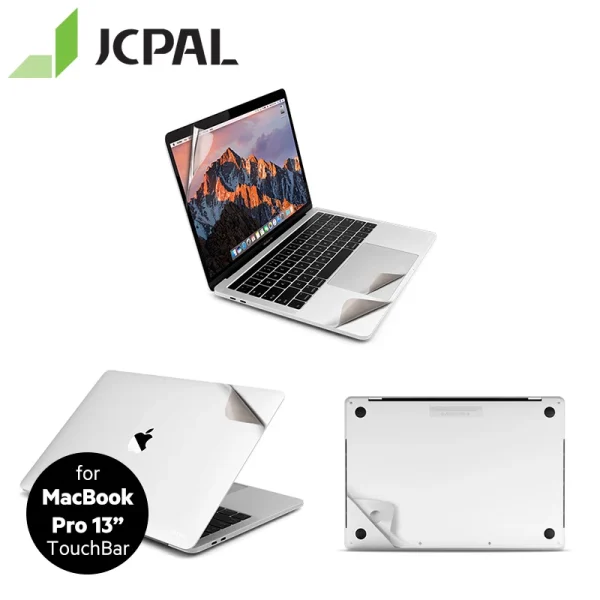 MacGuard 5 in 1 Protection Set (Top Skin + Bottom Skin + Palm Rest Skins + Trackpad Skin + Screen Protector) for MacBook Pro M1 / M2 13" by JCPAL - Silver - JCP2367 - Image 2