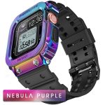 Apple Watch Band & Case amBand Moving Fortress Classic Stainless Steel Bumper with TPU Military Strap for Apple Watch Series 6/SE/5/4 40 mm - Nebula Purple Colorful