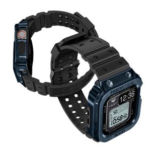 Apple Watch Band & Case amBand Moving Fortress Classic Stainless Steel Bumper with TPU Military Strap for Apple Watch Series 6/SE/5/4 40 mm - Neptune Navy Blue - Image 5