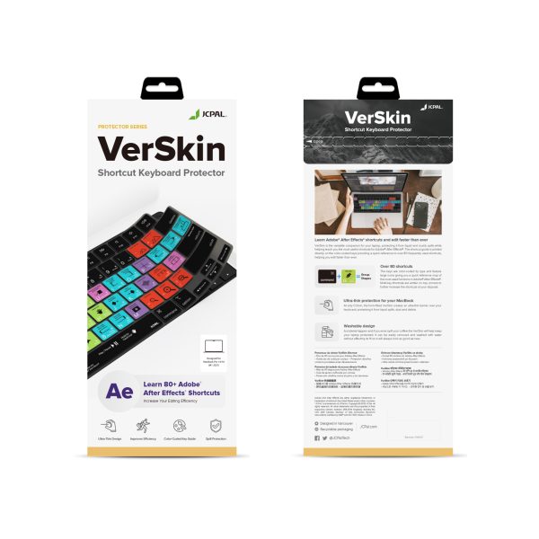 5 MacBook Air 15" M2 / Air 13" M2 / MacBook Pro 14" M2, M1 / MacBook Pro 16" M2, M1  VerSkin After Effects Shortcut TPU Keyboard Protector by JCPAL - US Layout - JCP2470 - Image 5