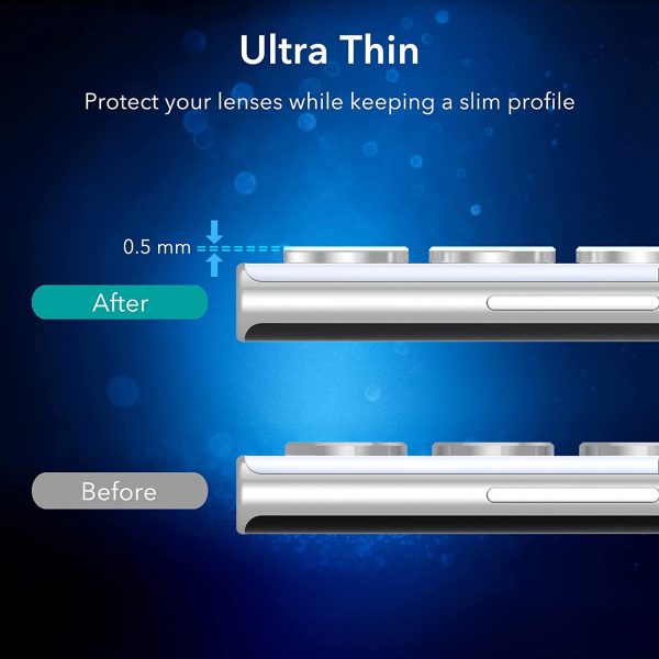 Galaxy S22 Ultra Camera Lens Protector , Scratch-Resistant Ultra-Thin Tempered Glass with Aluminum Edge - Set of 5 - Silver - Image 2