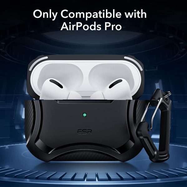 615EEuoEAOL._AC_SL1500_ AirPods Pro 2022 / 2019 Case Cyber Armor Tough Case Magsafe compatible Magnetically Locking Lid by ESR -  Black - Image 3