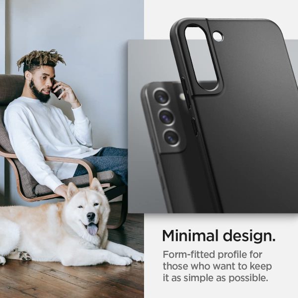 Galaxy S22 Thin Fit Slim Case by Spigen ACS03983 - Matte Black - Image 5