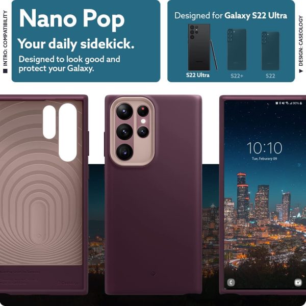 61NYlqRzgXL._AC_SL1080_ Galaxy S22 Ultra NanoPop Dual tone Liquid Silicone Case by Caseology - Burgundy Bean - ACS04538 - Image 4