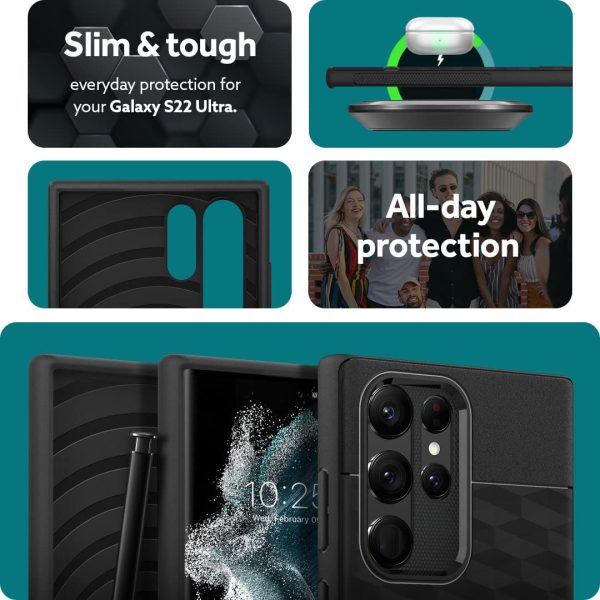 61VJ6p3j8RL._AC_SL1080_ Galaxy S22 Ultra Parallax Protective Case by Caseology - Matte Black - ACS03939 - Image 5